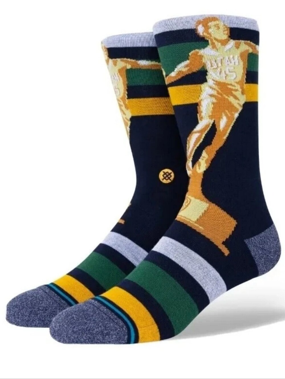 Stance Spida Dunk Navy Socks with Yellow & Green Accents